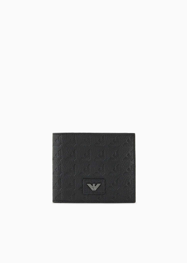 Emporio Armani 男士牛皮革荔枝纹钱夹钱包卡包一体