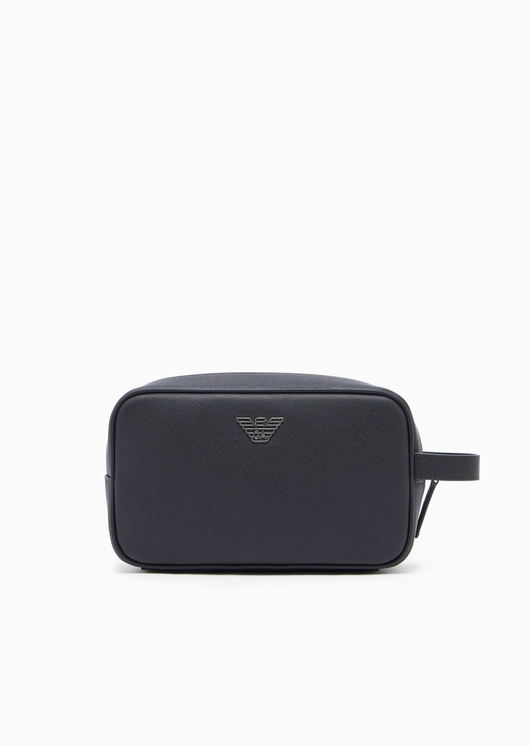 Emporio Armani 男士拉链横款十字纹波状鹰标手拿包