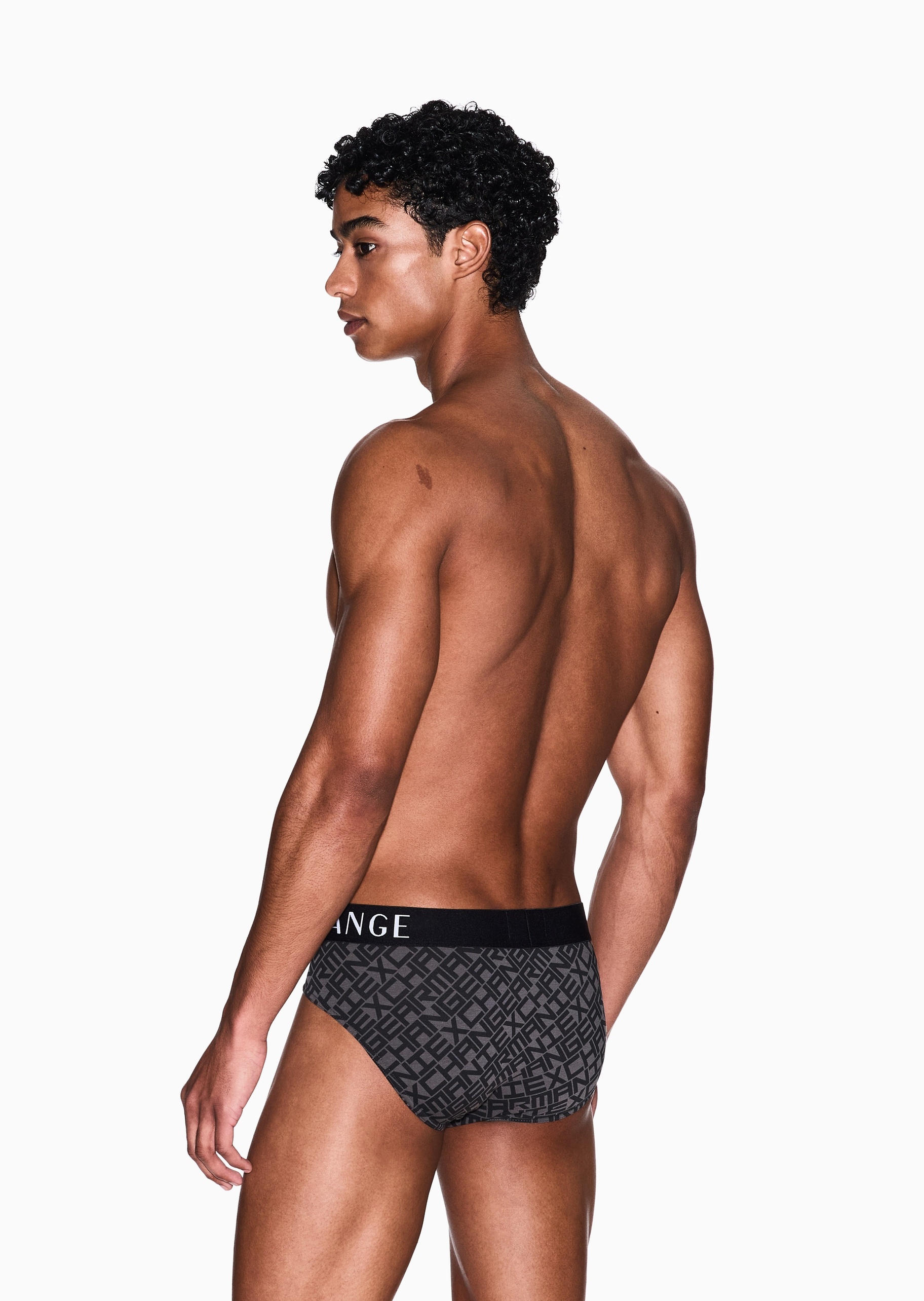 ARMANI EXCHANGE 男士纯棉弹力三角满印字母徽标内裤