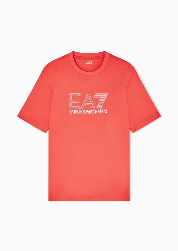 EA7 男士纯棉合身短袖圆领印花运动T恤