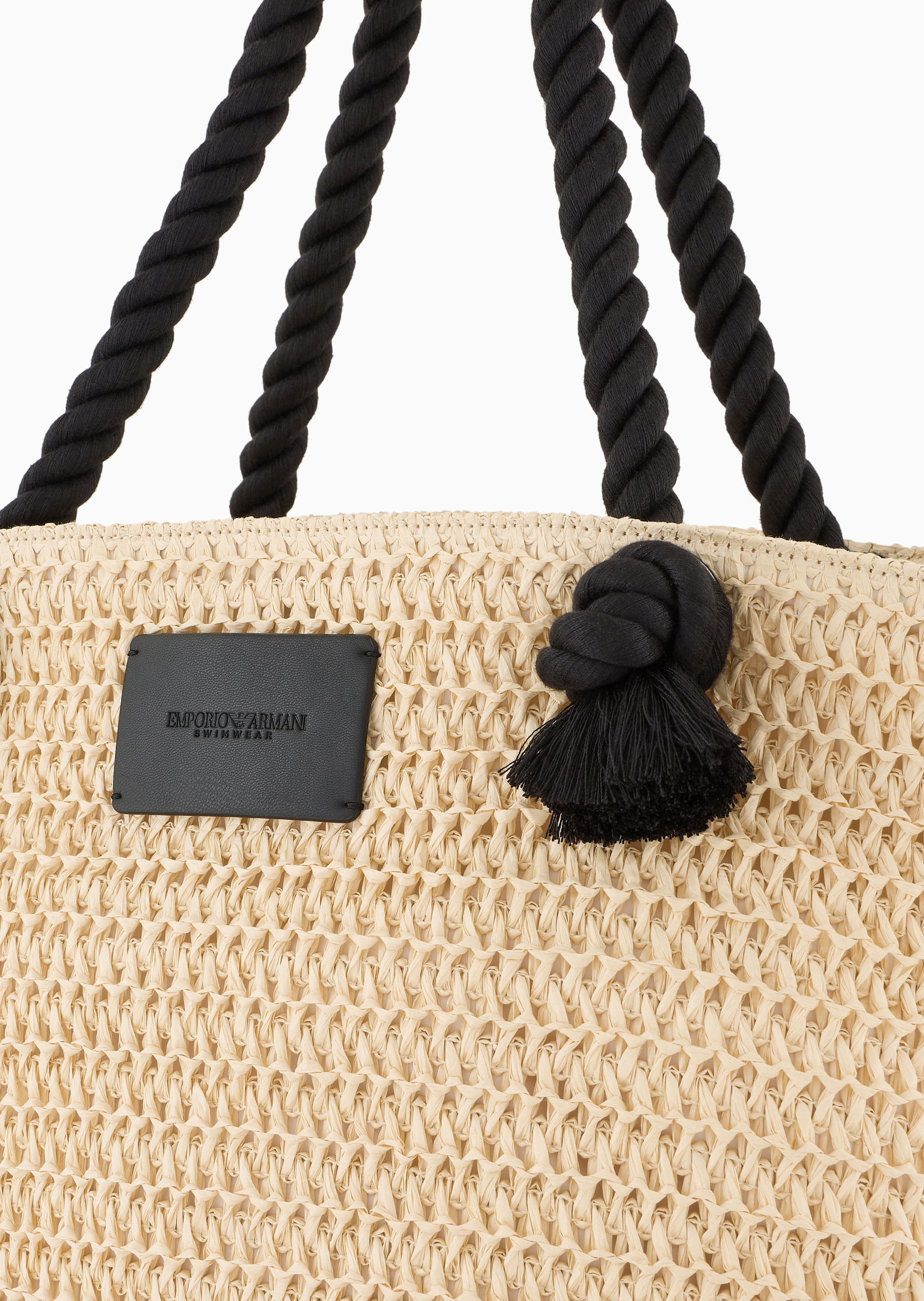 Emporio Armani 男女磁扣平扇形大容量编织单肩沙滩托特包