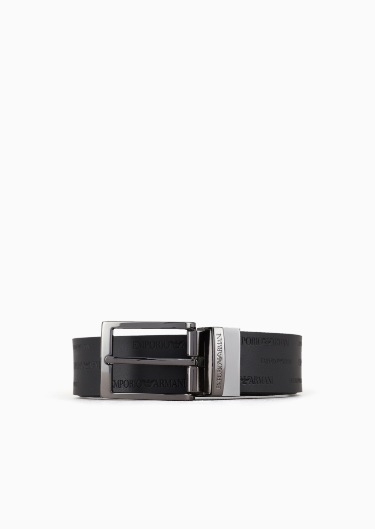 Emporio Armani 男士双面Logo压花通勤商务针扣腰带宽