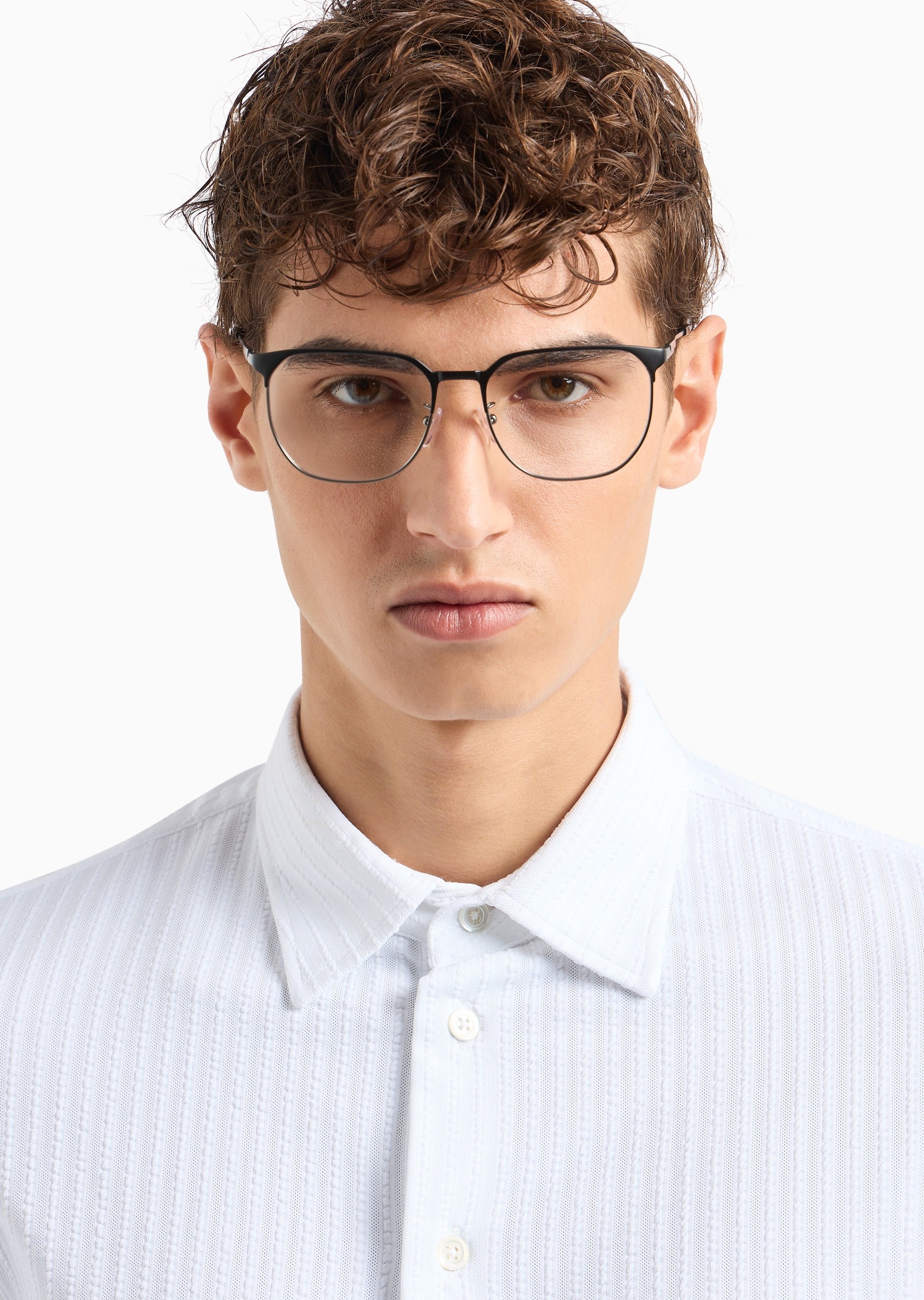 Emporio Armani 男士圆形金属细框可配度数时尚光学眼镜