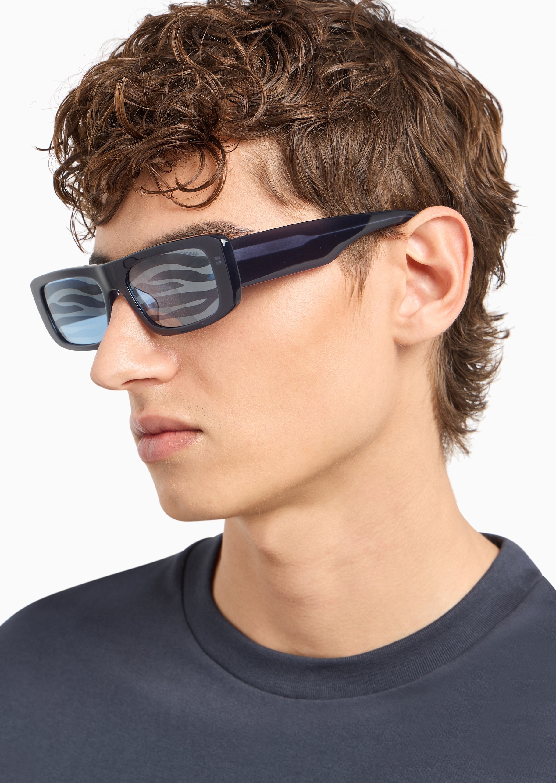 Emporio Armani 男士矩形边框花纹个性遮阳太阳眼镜