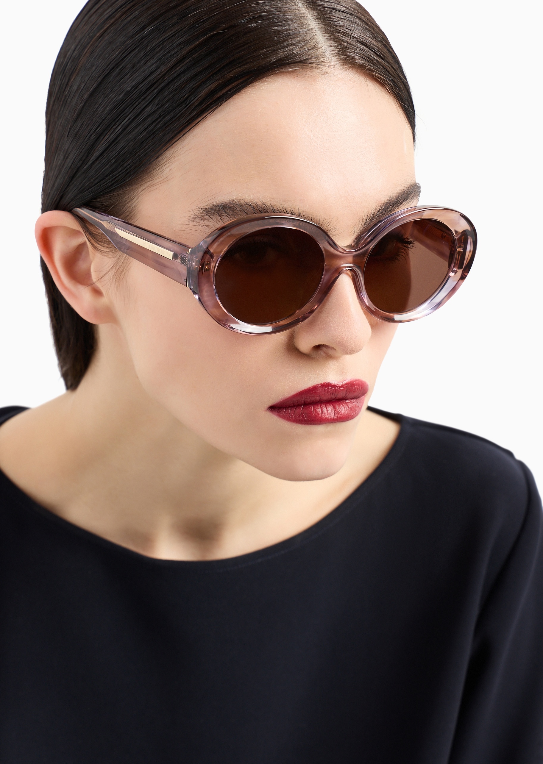 Emporio Armani 女士椭圆形粗边框复古潮流太阳眼镜