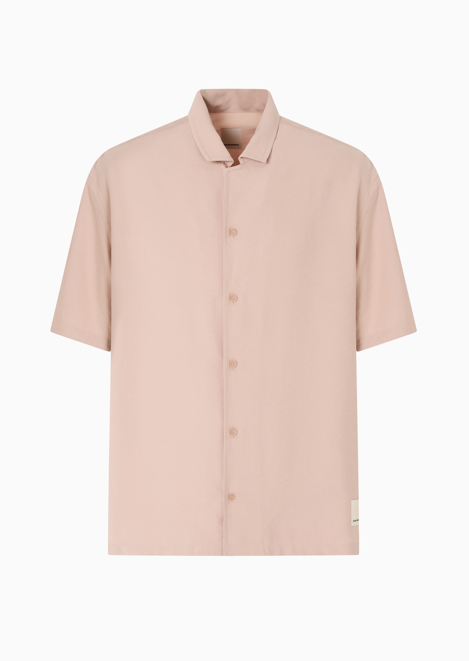 Emporio Armani 男士莫代尔宽松短袖翻领花朵刺绣衬衫