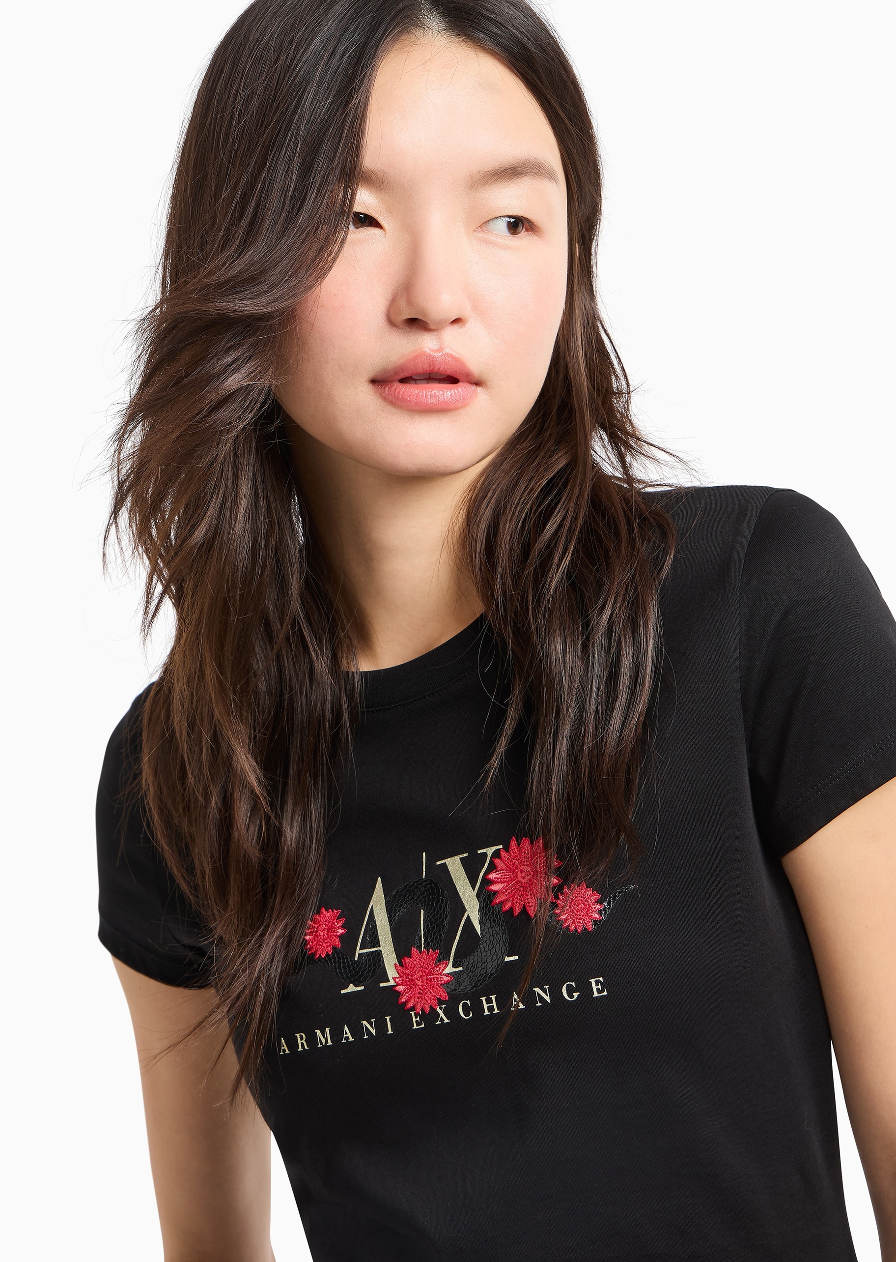 ARMANI EXCHANGE 蛇年新春限定女士全棉合身短袖圆领T恤