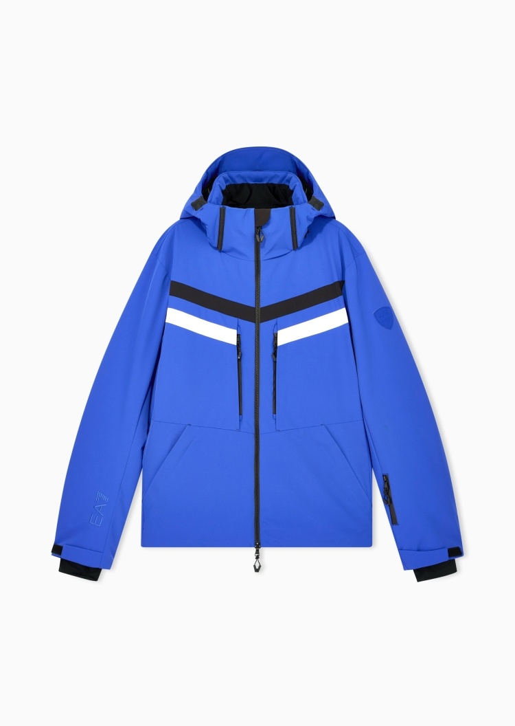 EA7 男士连帽撞色拼接机能滑雪户外运动棉服外套