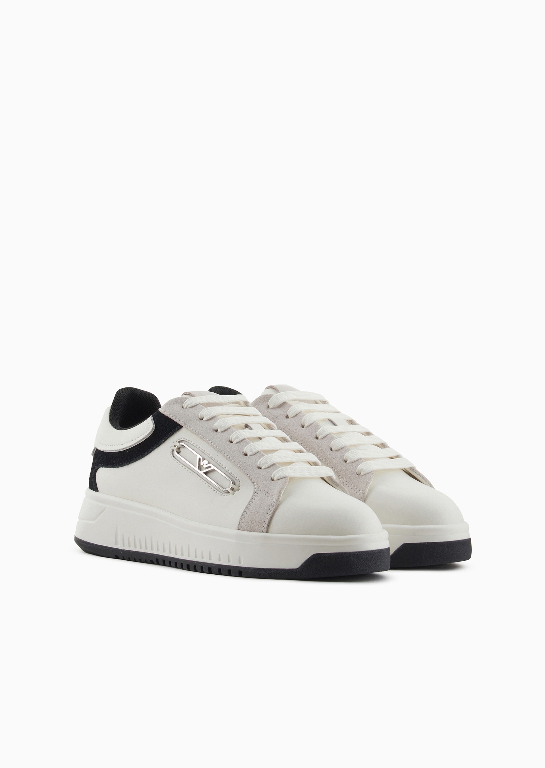 Emporio Armani 女士系带低帮圆头镂空鹰标休闲运动鞋
