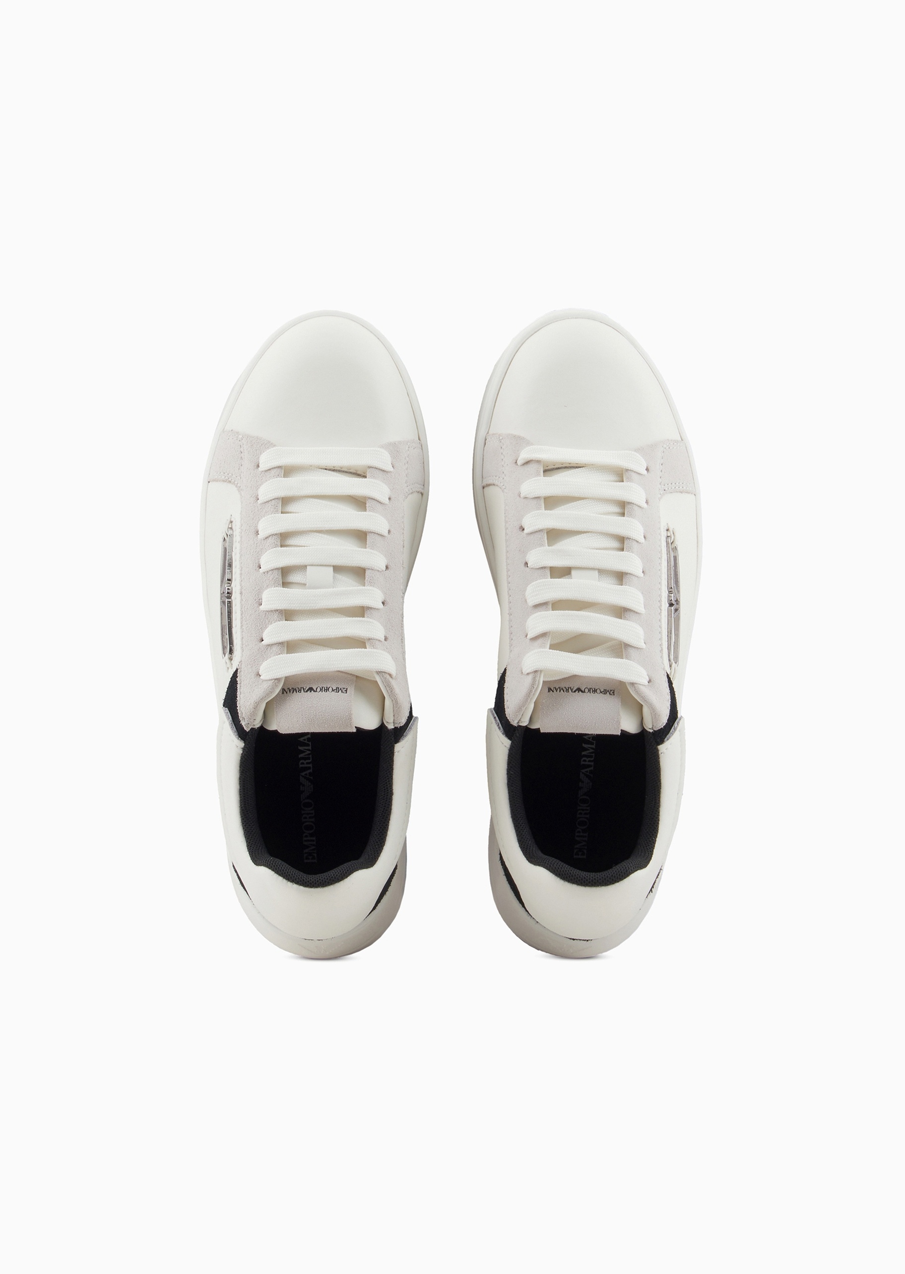 Emporio Armani 女士系带低帮圆头镂空鹰标休闲运动鞋