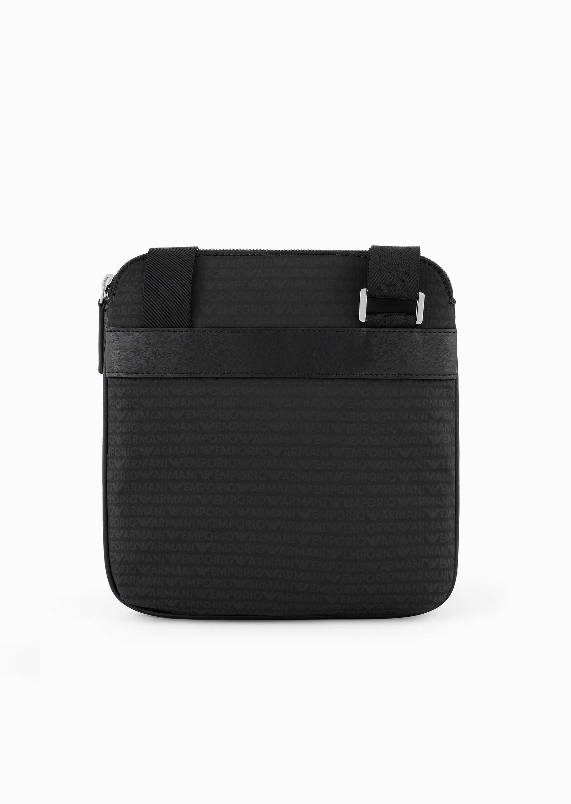 Emporio Armani 男士拉链扁平可调节肩带提花单肩斜挎邮差包