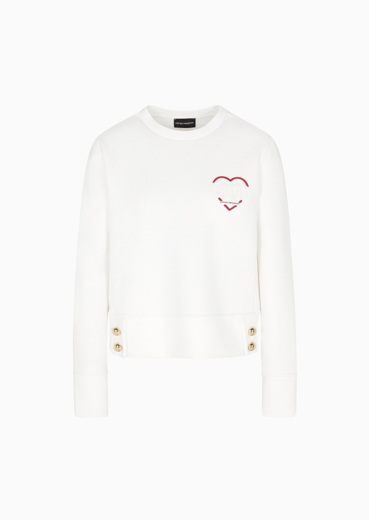 Emporio Armani 女士休闲合身落肩刺绣套头圆领卫衣