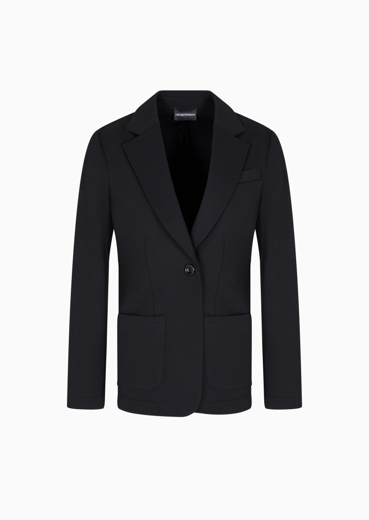 Emporio Armani 女士弹力长袖平驳领单粒扣西装外套