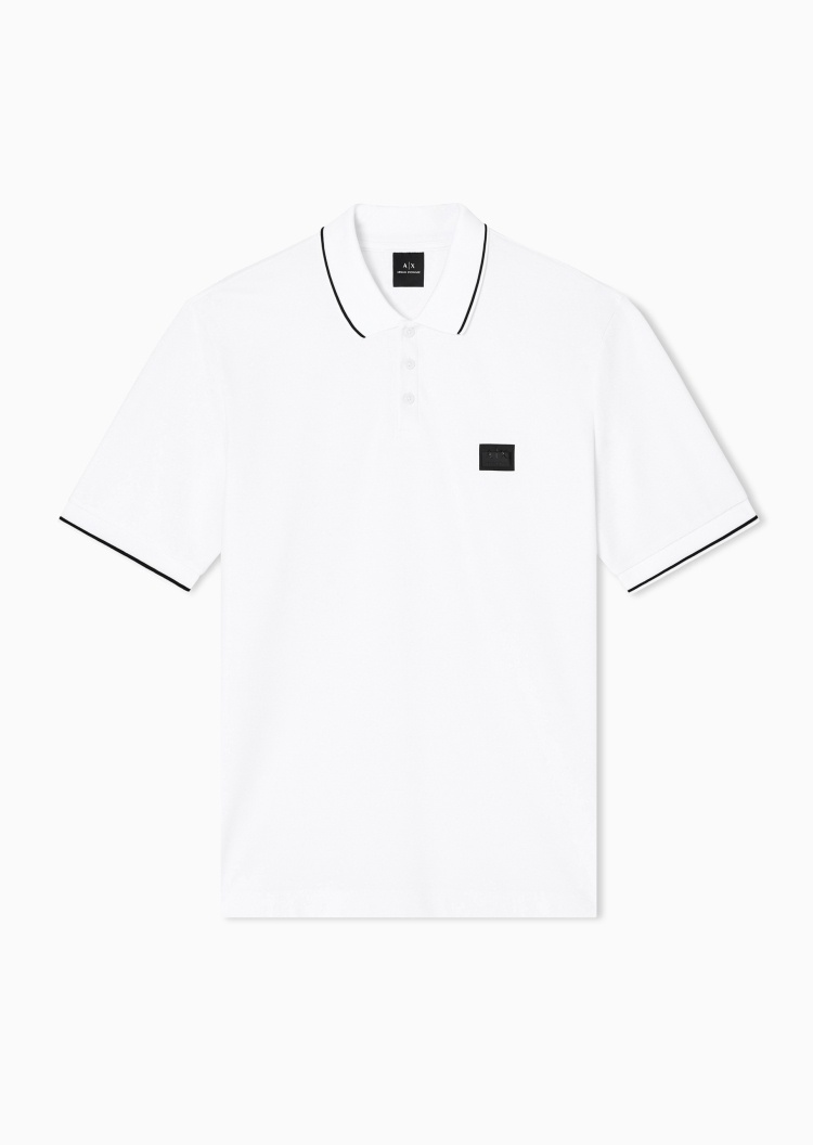 ARMANI EXCHANGE 男士全棉短袖翻领撞色饰边Polo衫