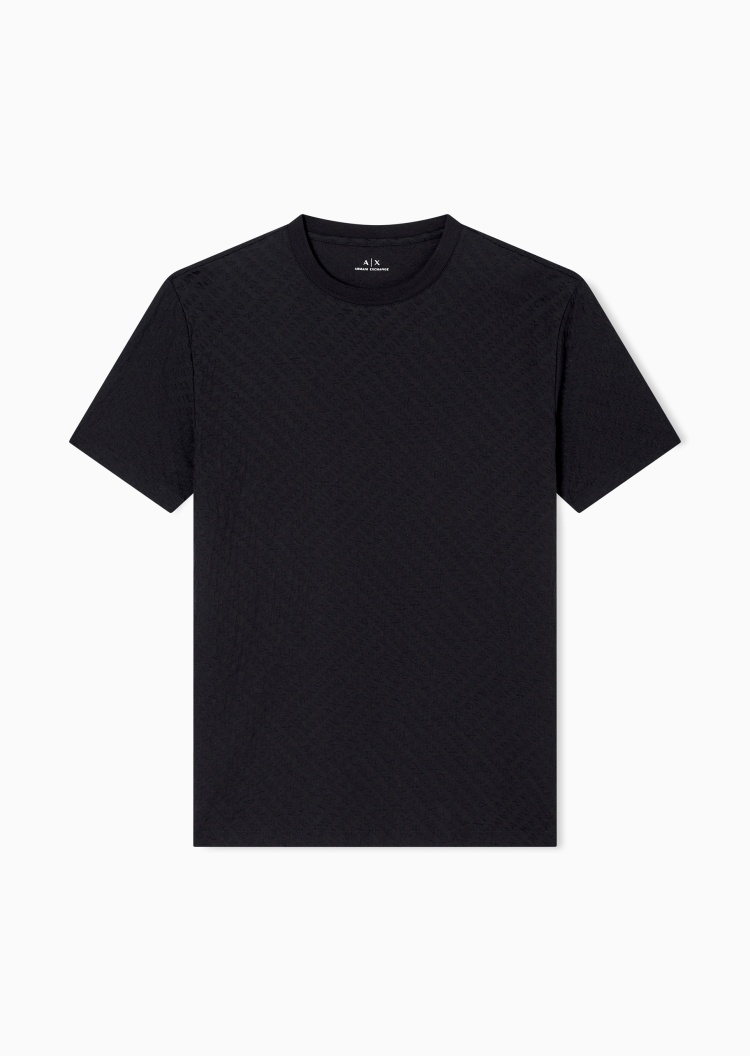 ARMANI EXCHANGE 男士全棉宽松短袖圆领正肩字母提花T恤