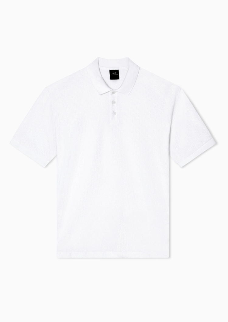 ARMANI EXCHANGE 男士纯棉短袖翻领字母提花Polo衫