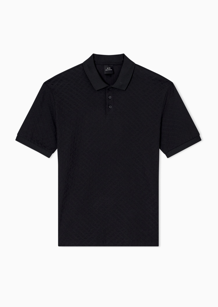 ARMANI EXCHANGE 男士全棉短袖翻领字母提花Polo衫