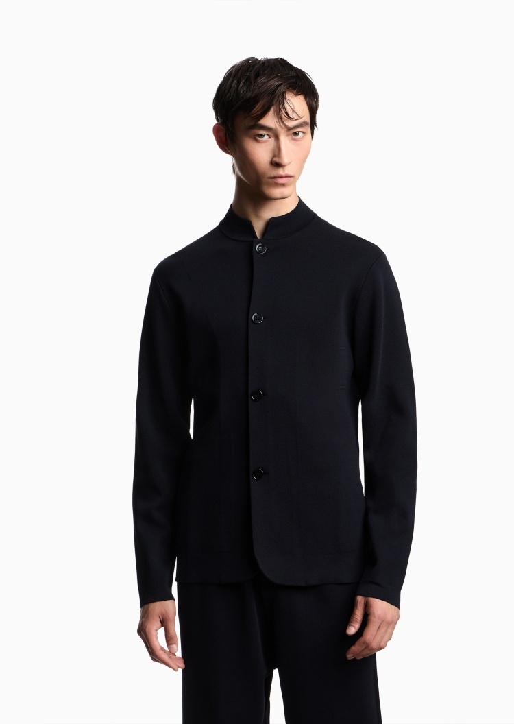 Emporio Armani 男士长袖可翻小立领单排扣西装外套