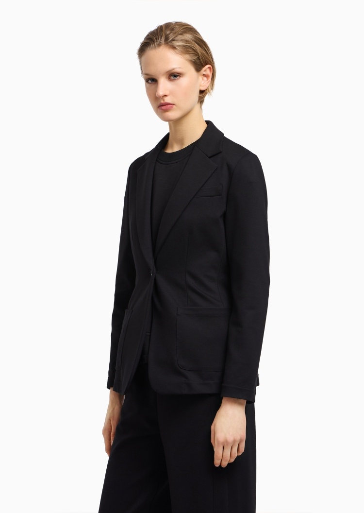 Emporio Armani 女士弹力长袖平驳领单粒扣西装外套