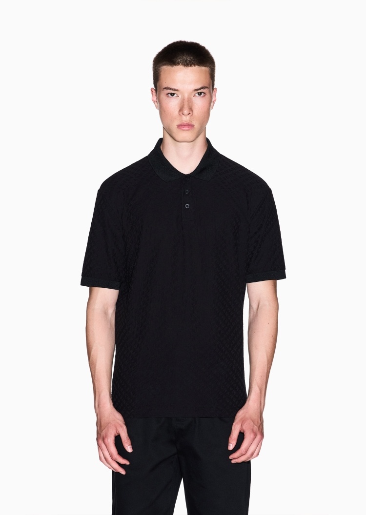ARMANI EXCHANGE 男士全棉短袖翻领字母提花Polo衫