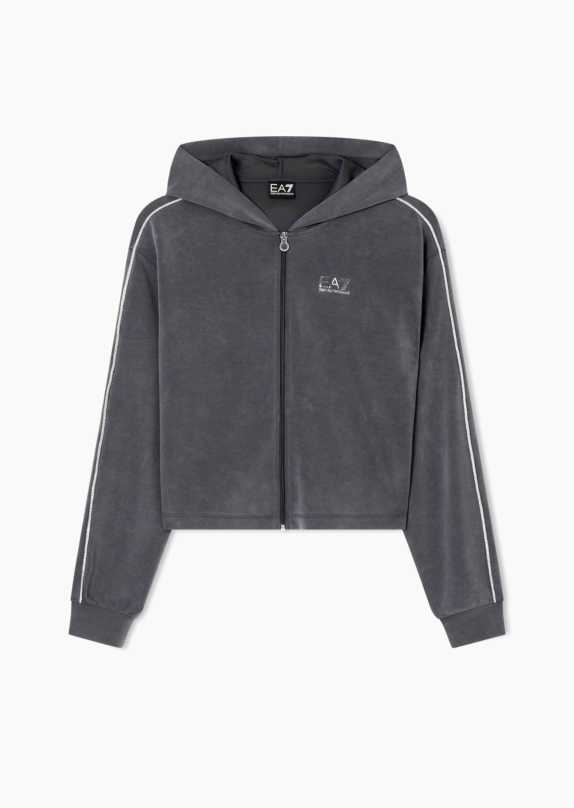 EA7 女士落肩运动风莫代尔卫衣夹克外套