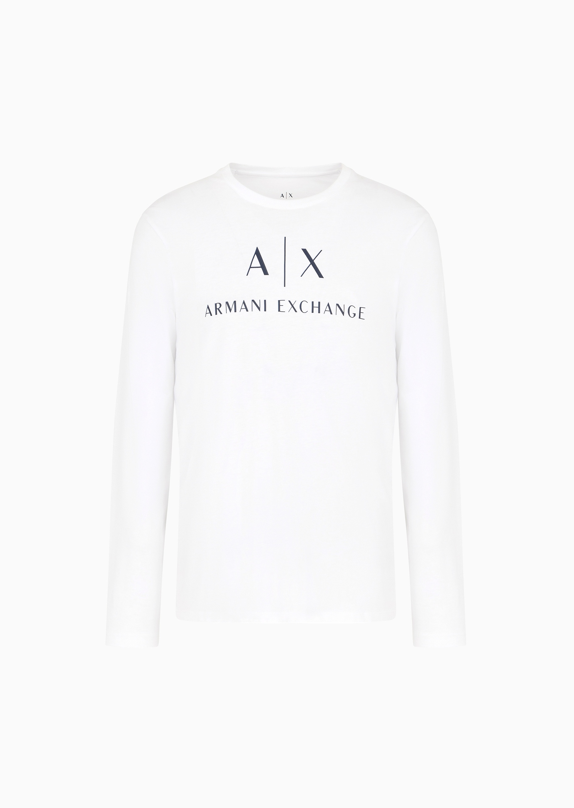 ARMANI EXCHANGE 男士全棉合身长袖圆领正肩LOGO印花T恤