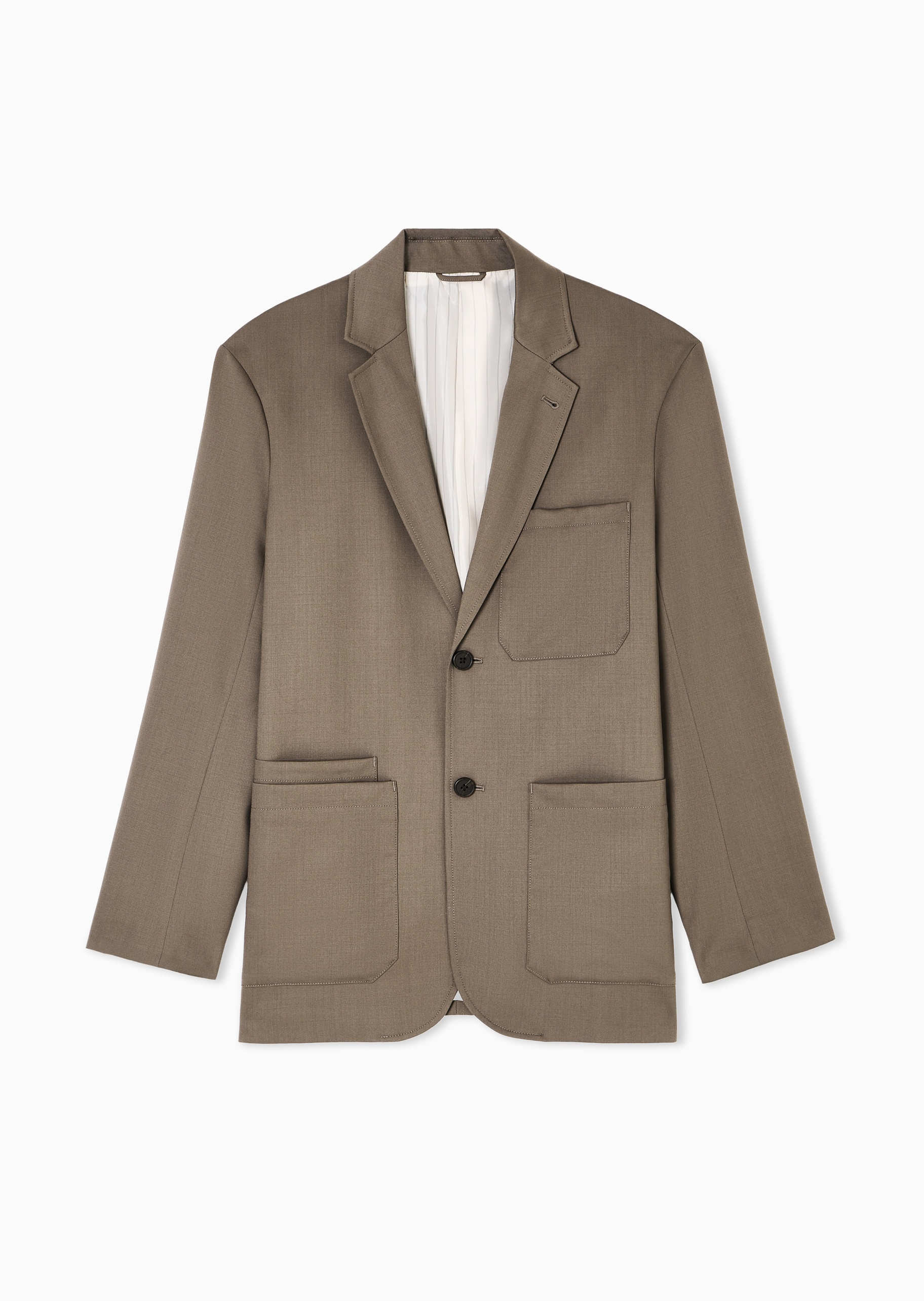 Emporio Armani 男士纯绵羊毛微弹平驳领单排扣西装外套