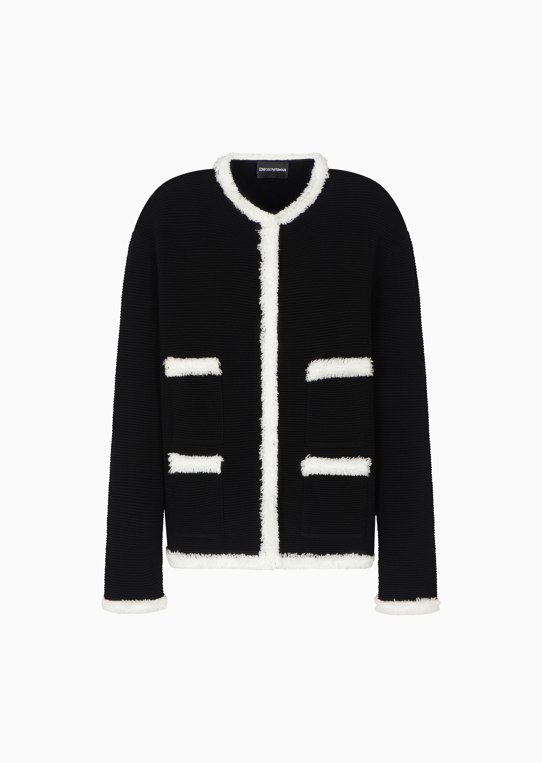 Emporio Armani 女士楼梯布短款穗边优雅通勤西装外套