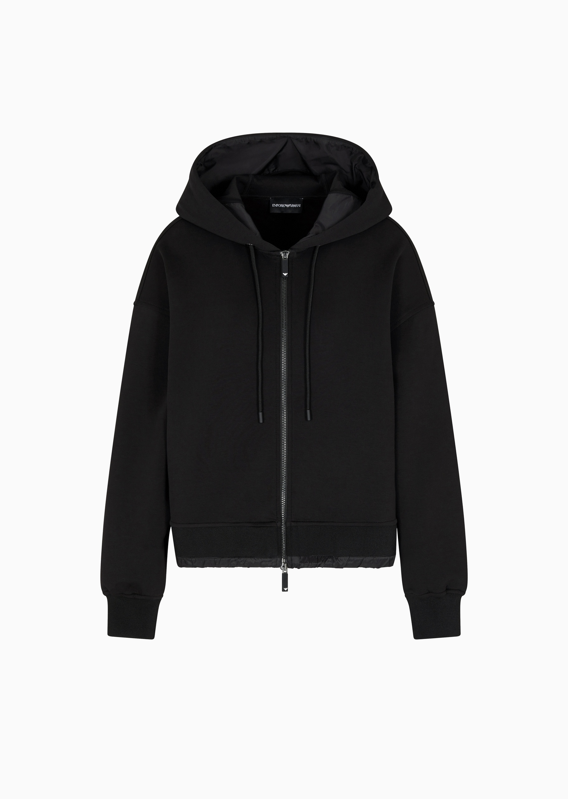 Emporio Armani 女士长袖连帽落肩双向拉链纯色夹克