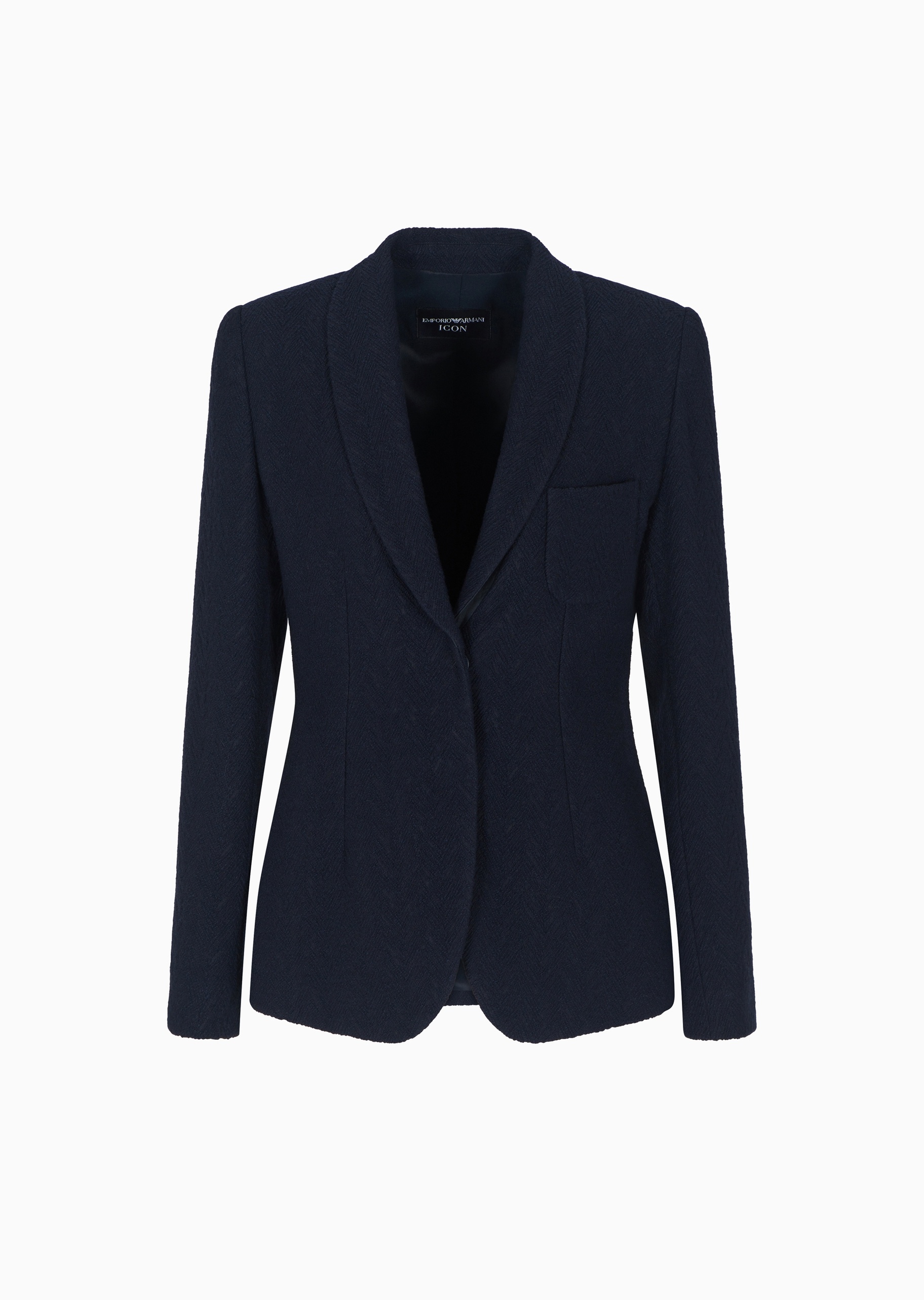 Emporio Armani 女士长袖青果领人字纹提花西装外套