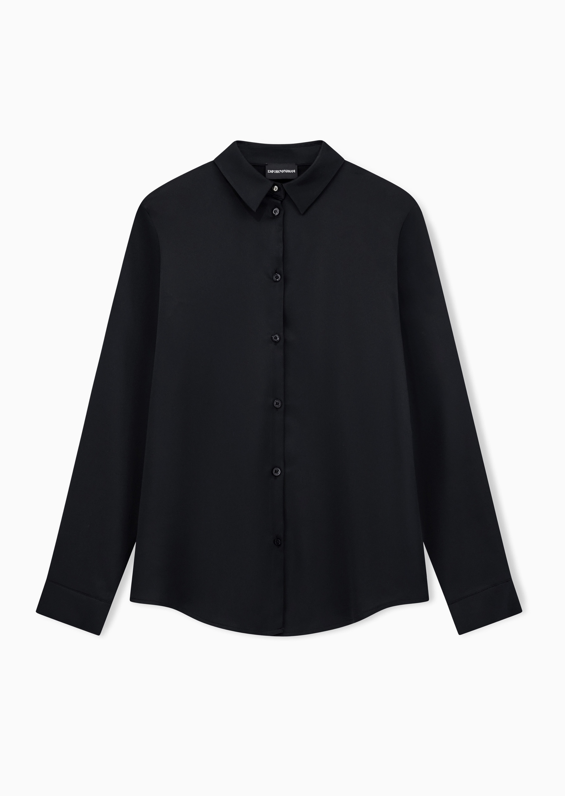 Emporio Armani 女士修身长袖翻领纽扣门襟纯色衬衫