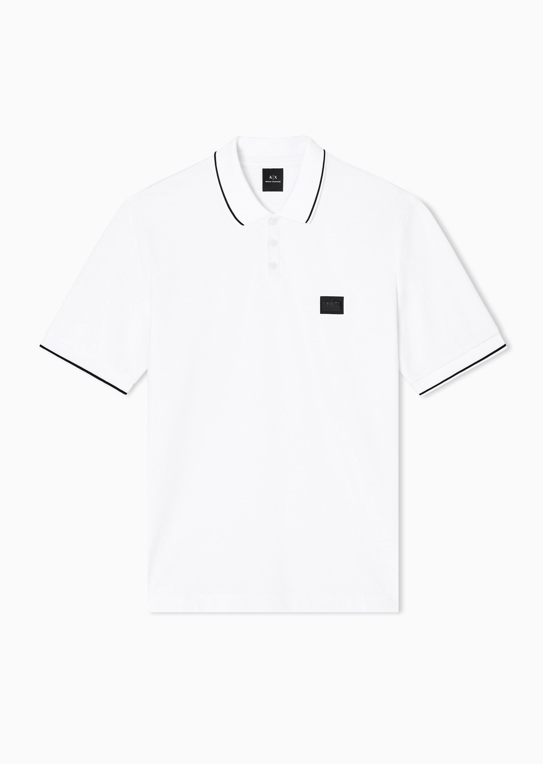 ARMANI EXCHANGE 男士全棉短袖翻领撞色饰边Polo衫