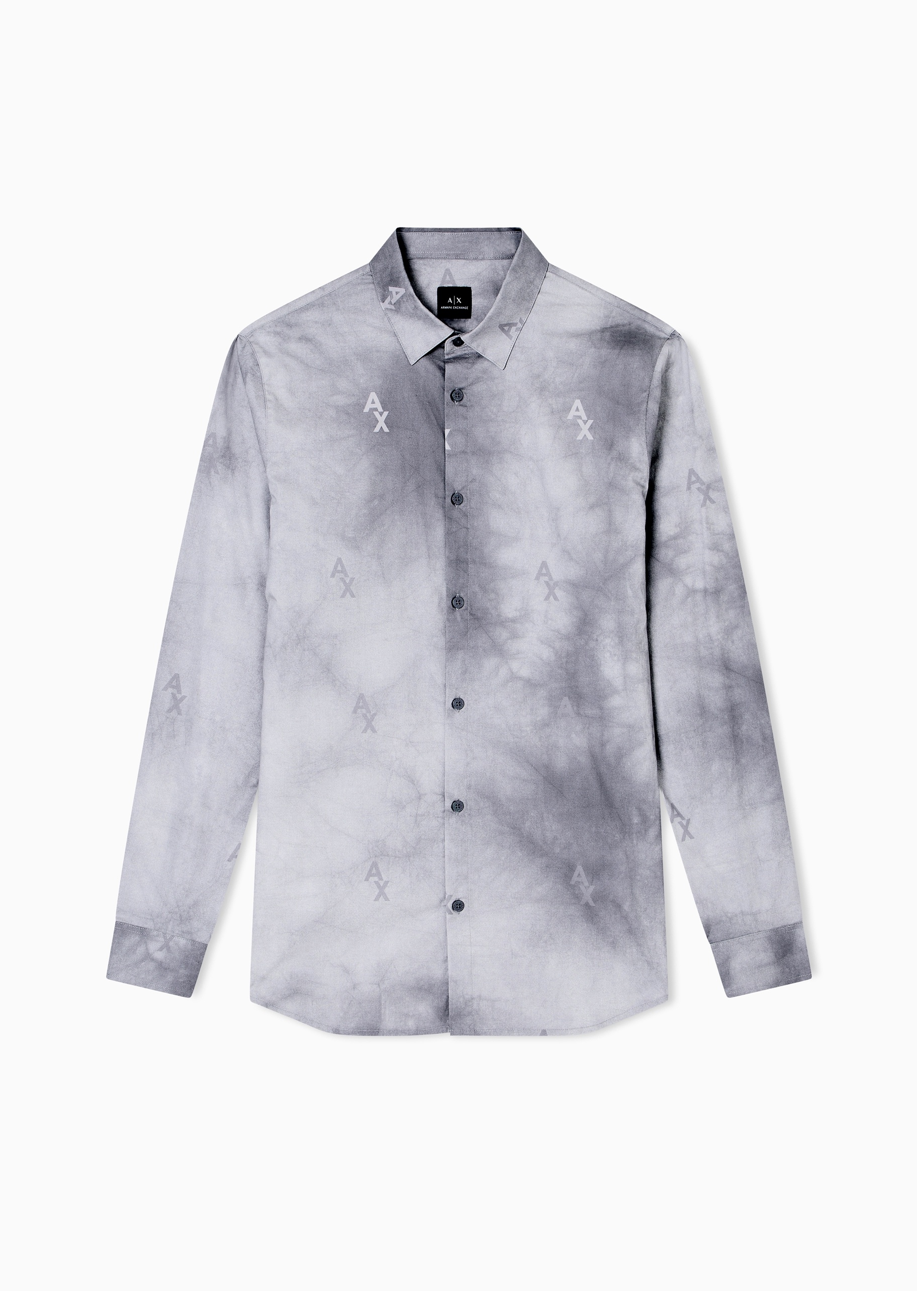 ARMANI EXCHANGE 男士纯棉微弹长袖翻领渐变印花衬衫