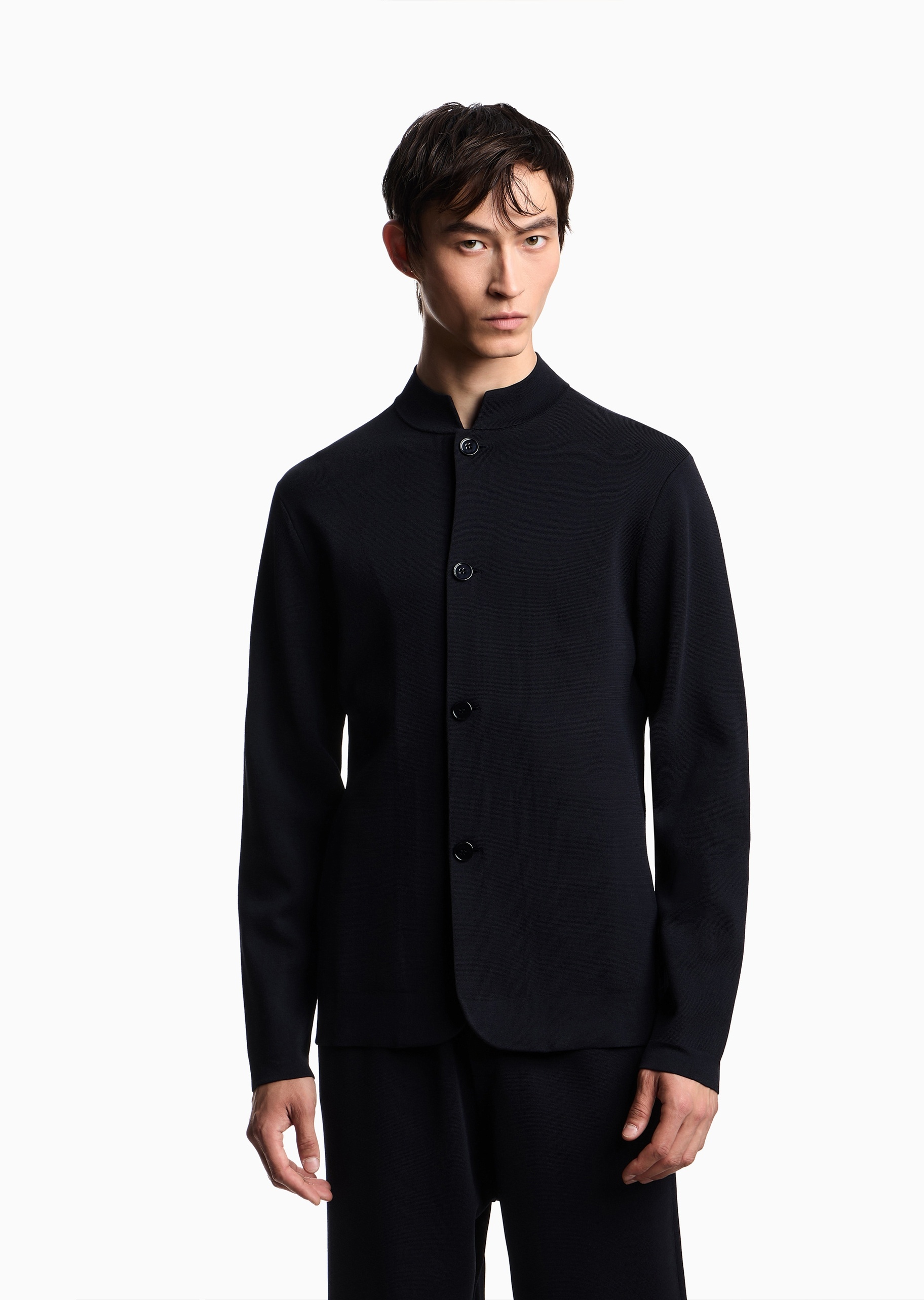 Emporio Armani 男士长袖可翻小立领单排扣西装外套
