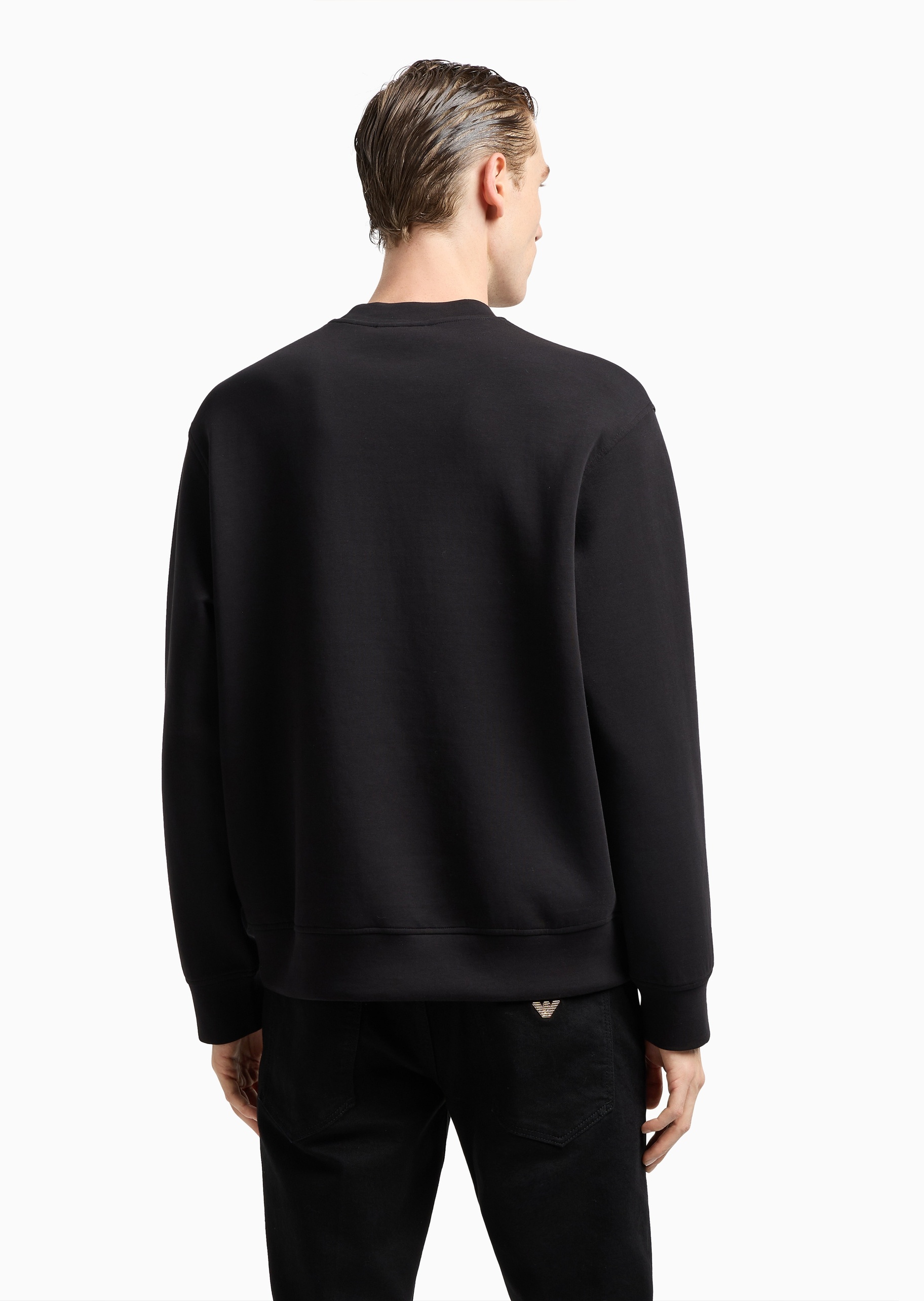 Emporio Armani 男士套头圆领宽松落肩刺绣重磅卫衣
