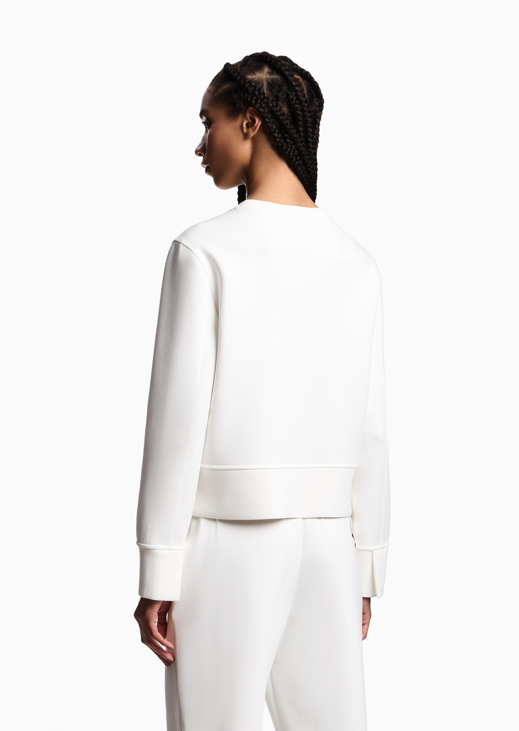 Emporio Armani 女士休闲合身落肩刺绣套头圆领卫衣