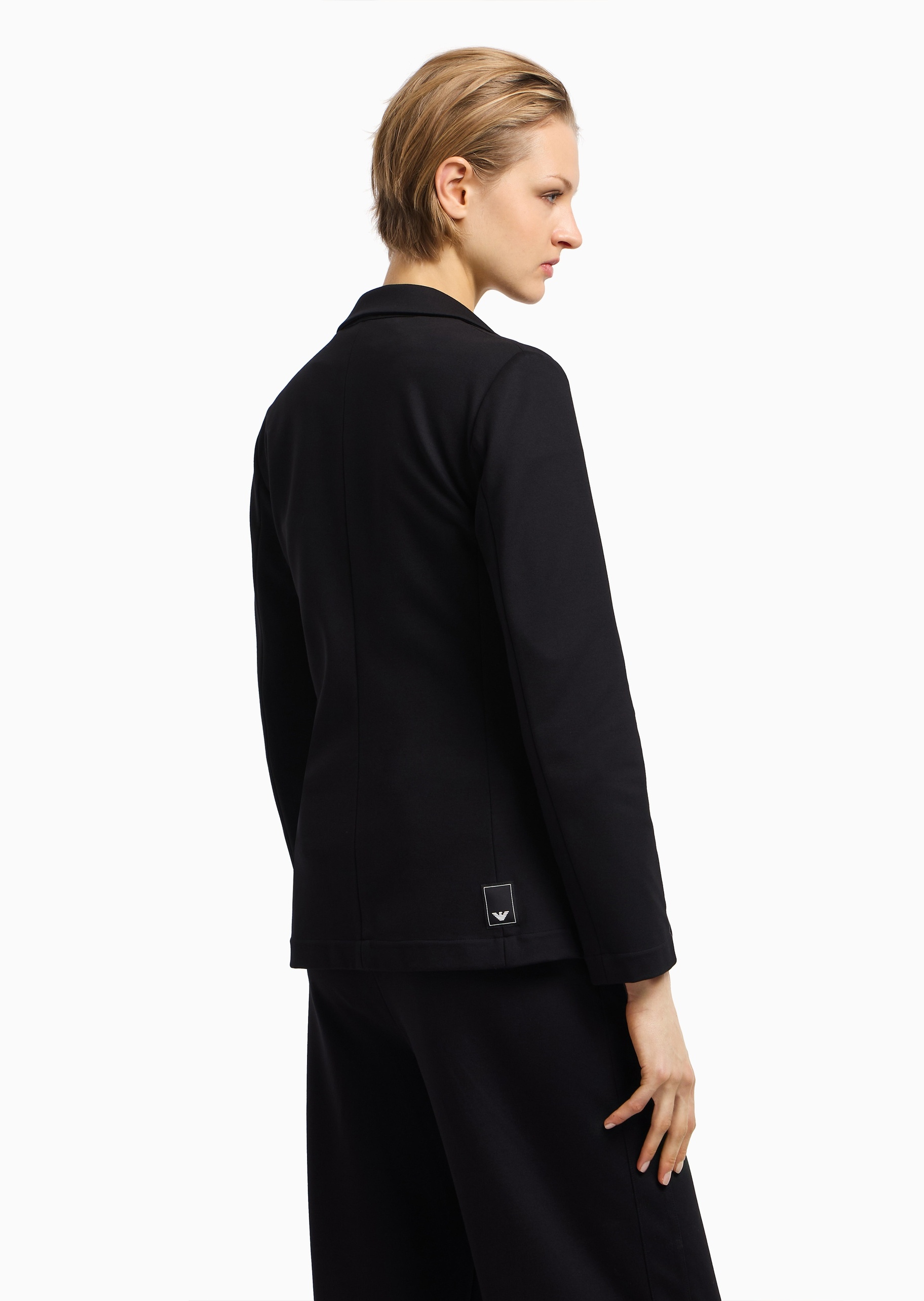 Emporio Armani 女士弹力长袖平驳领单粒扣西装外套