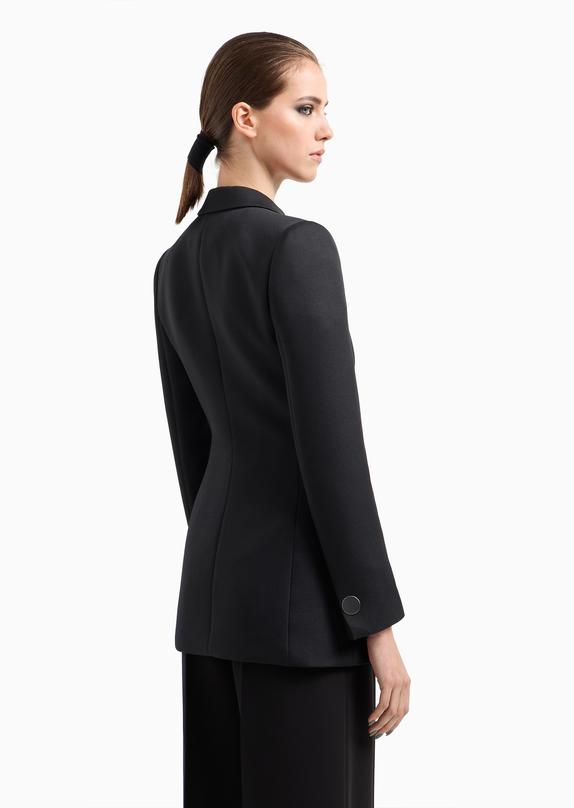 Giorgio Armani 女士长袖平驳领单粒扣收腰西装外套