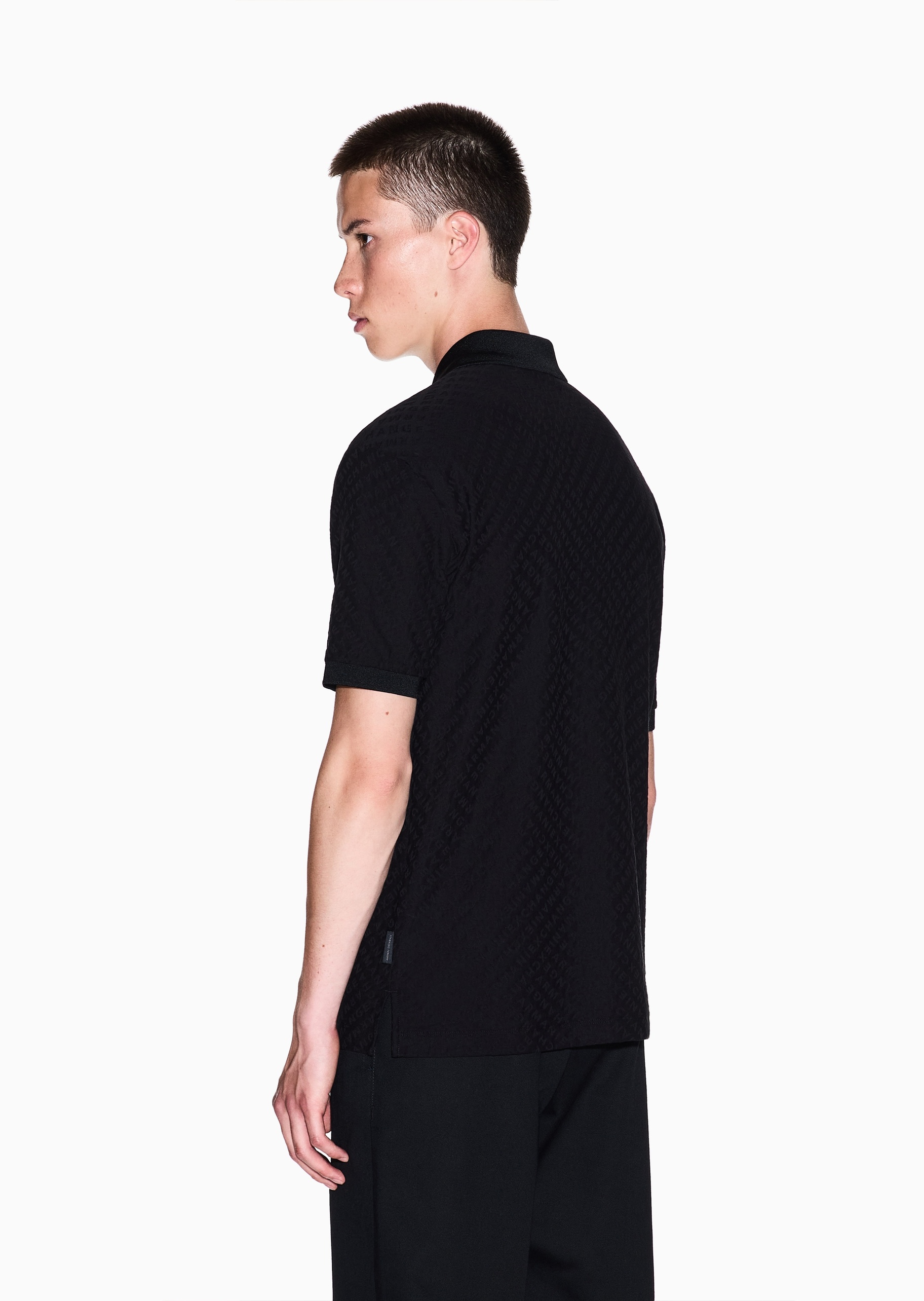 ARMANI EXCHANGE 男士全棉短袖翻领字母提花Polo衫