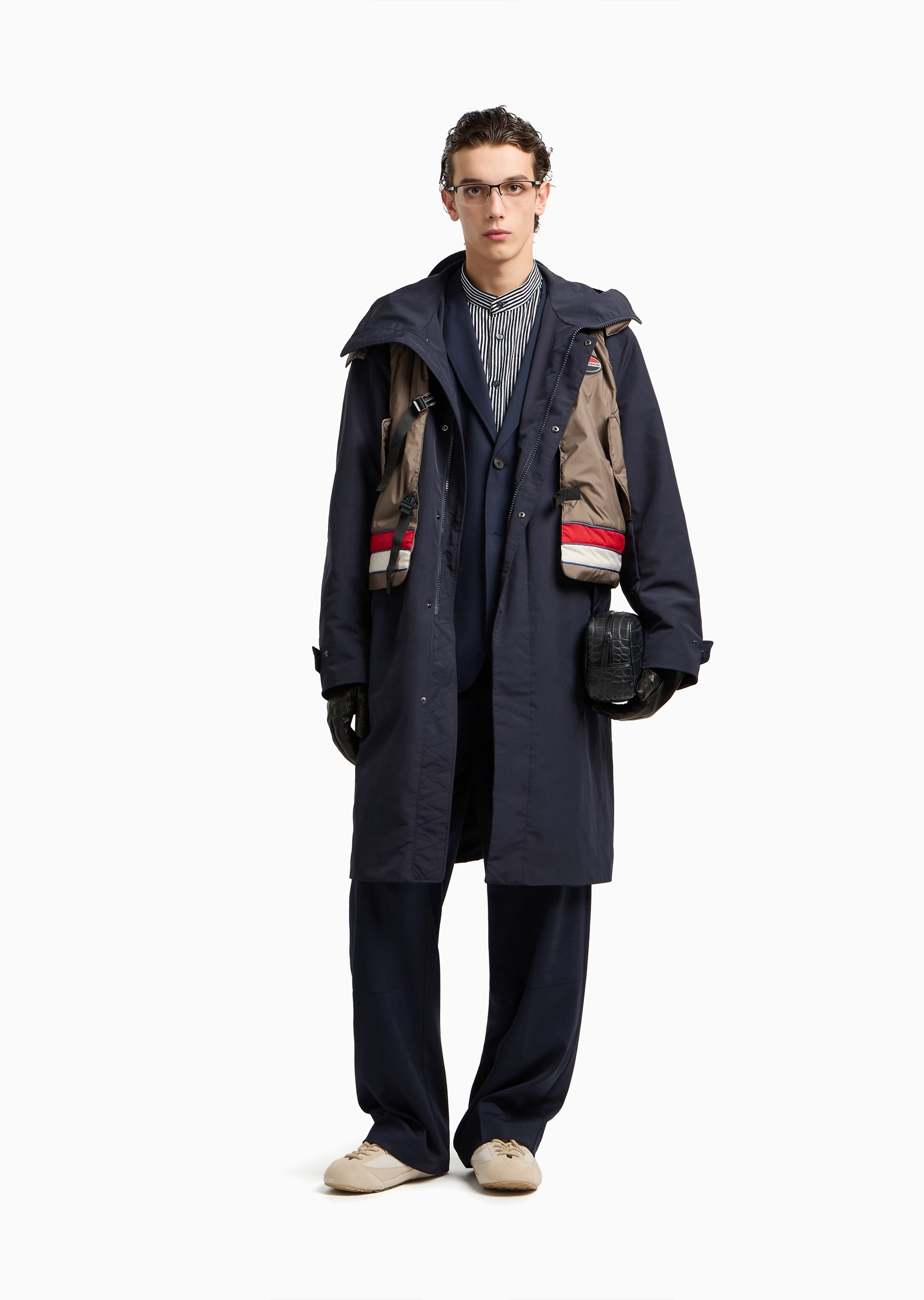 Emporio Armani 男士纯绵羊毛微弹平驳领单排扣西装外套