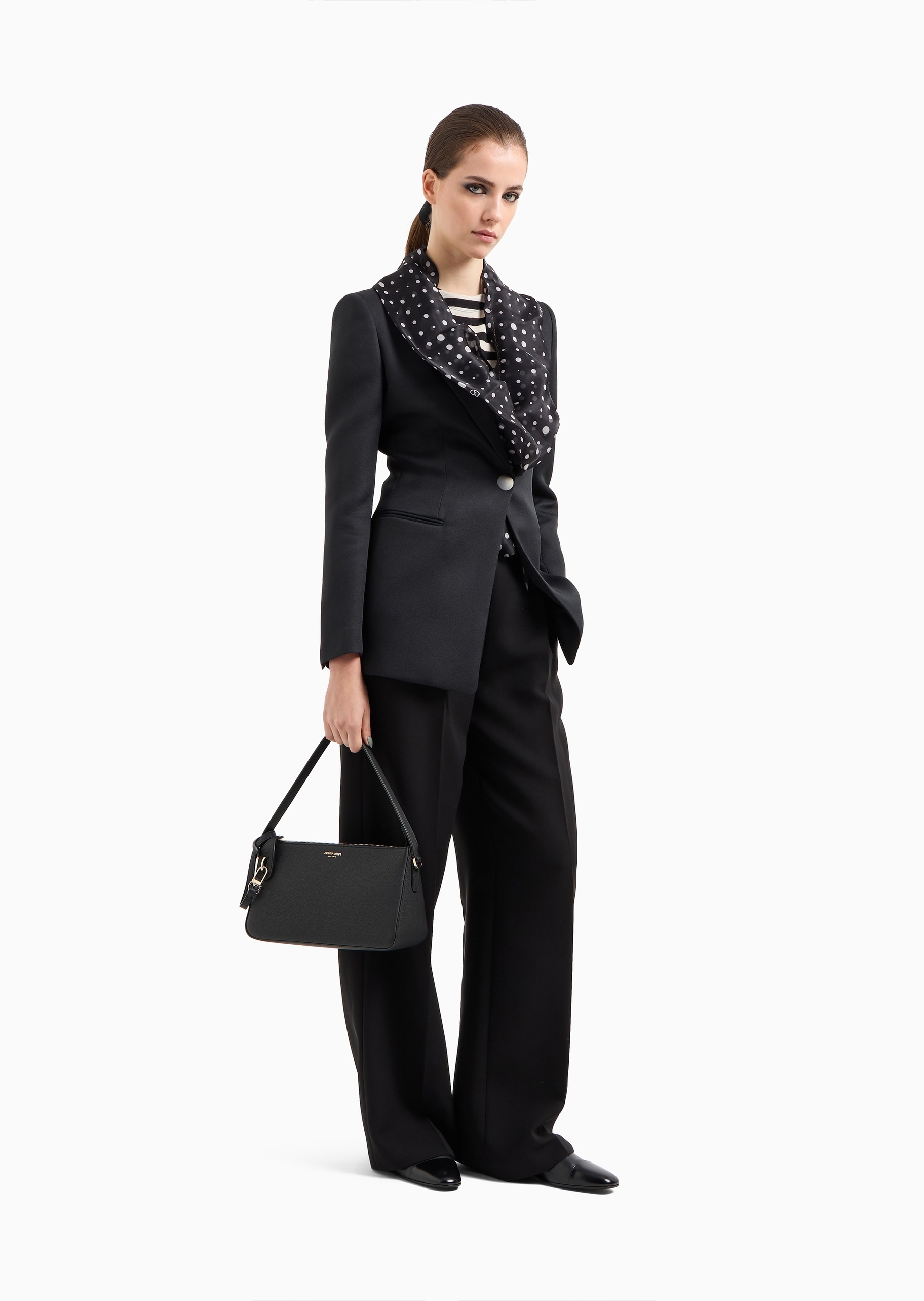 Giorgio Armani 女士长袖平驳领单粒扣收腰西装外套