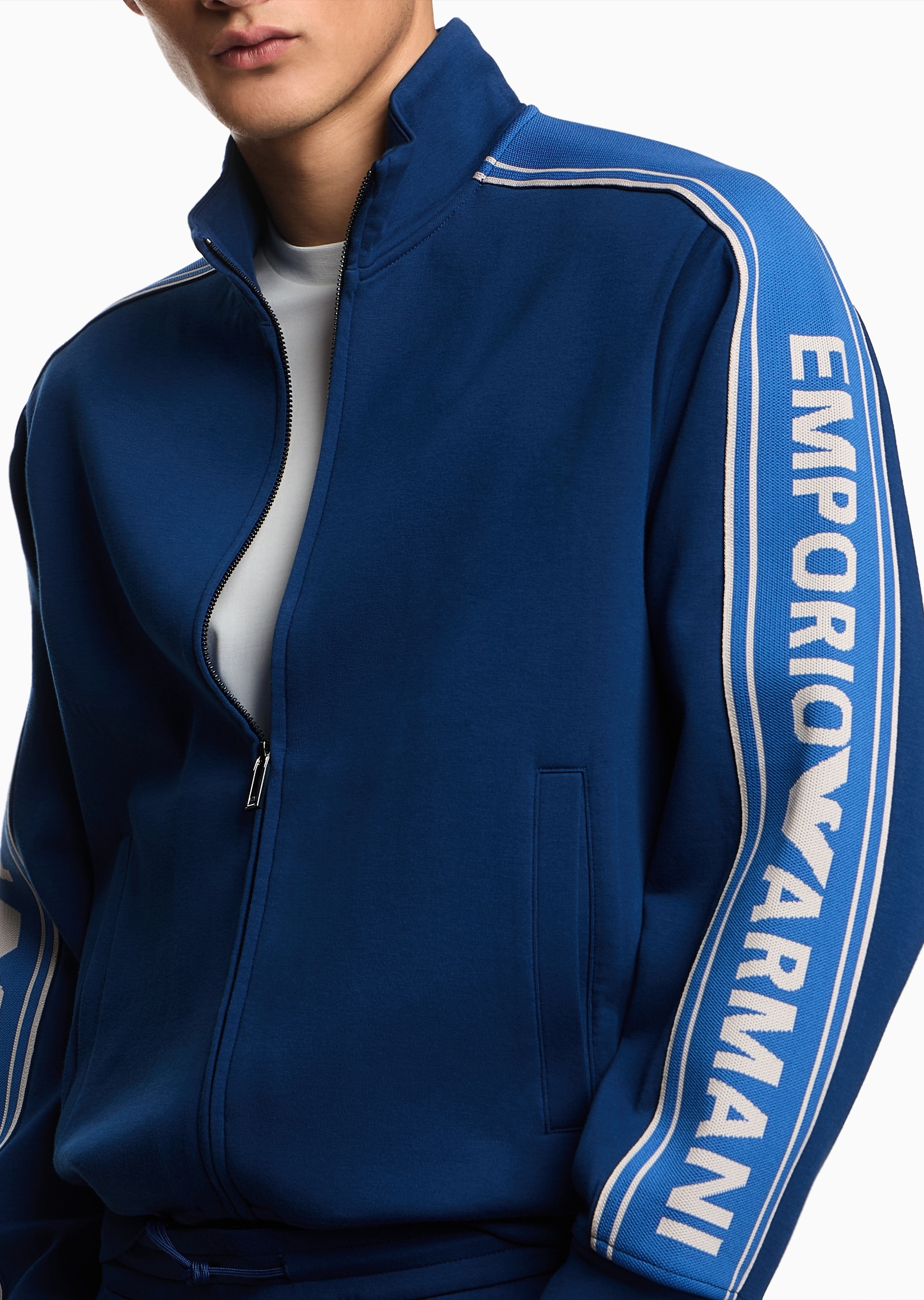Emporio Armani 男士复古运动拉链开衫立领卫衣夹克外套