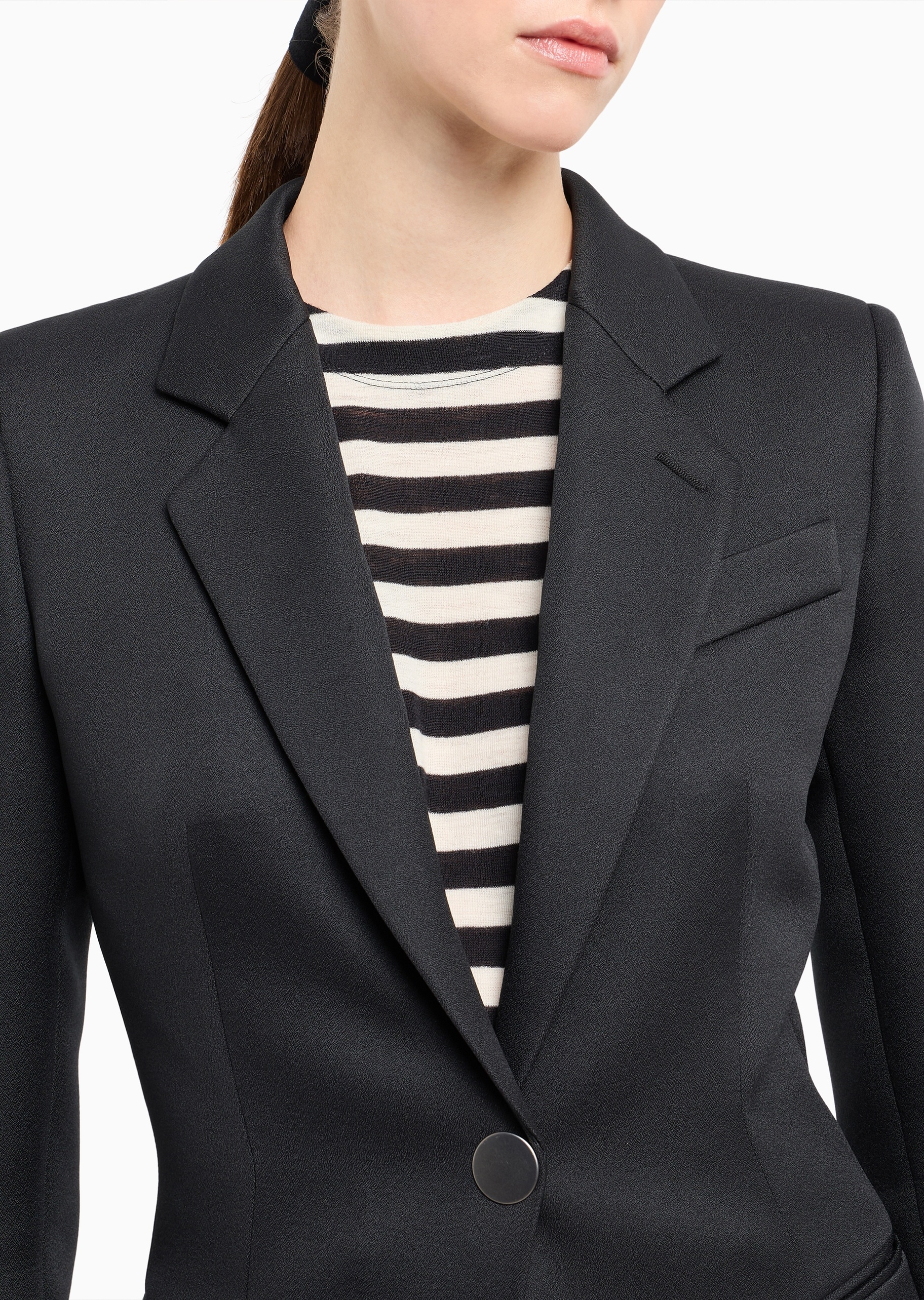 Giorgio Armani 女士长袖平驳领单粒扣收腰西装外套