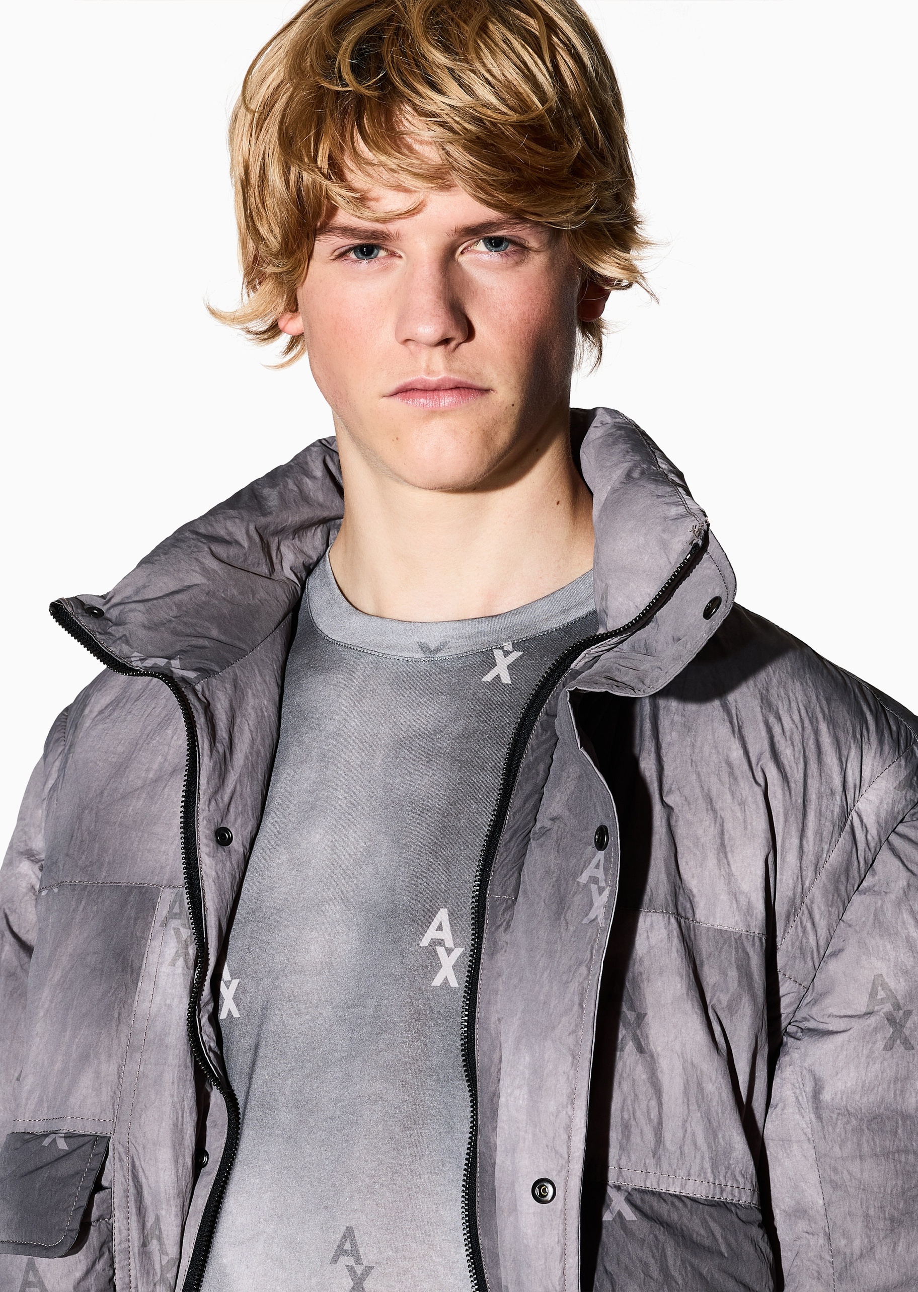 ARMANI EXCHANGE 男士全棉合身短袖圆领渐变印花轻薄T恤