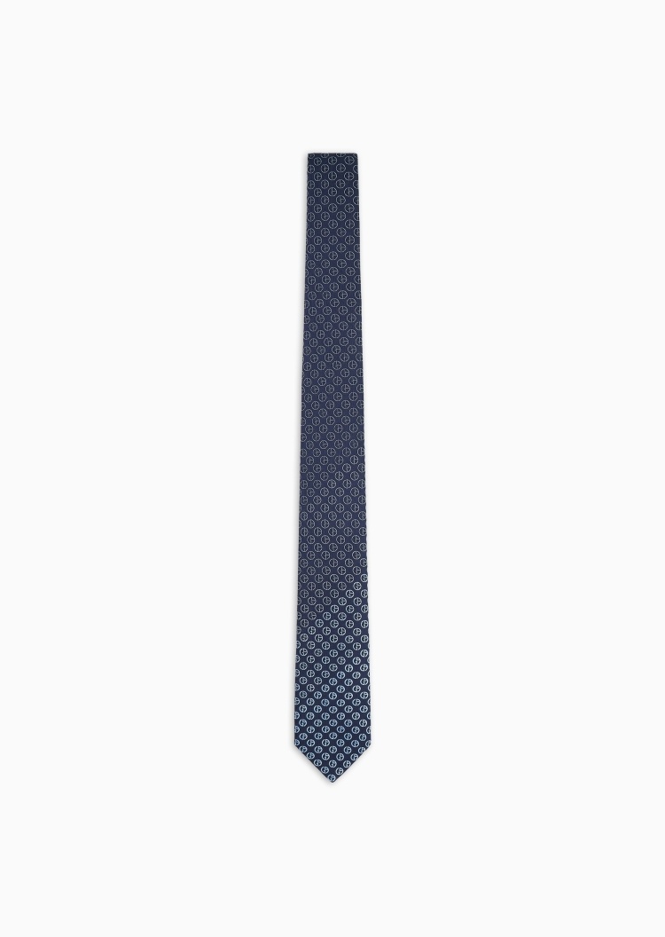 Giorgio Armani 男士桑蚕丝手打箭头型交织字母领带