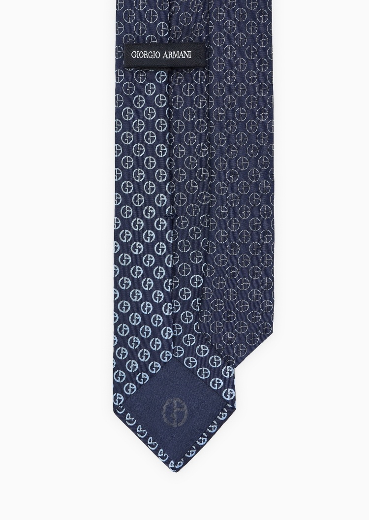 Giorgio Armani 男士桑蚕丝手打箭头型交织字母领带