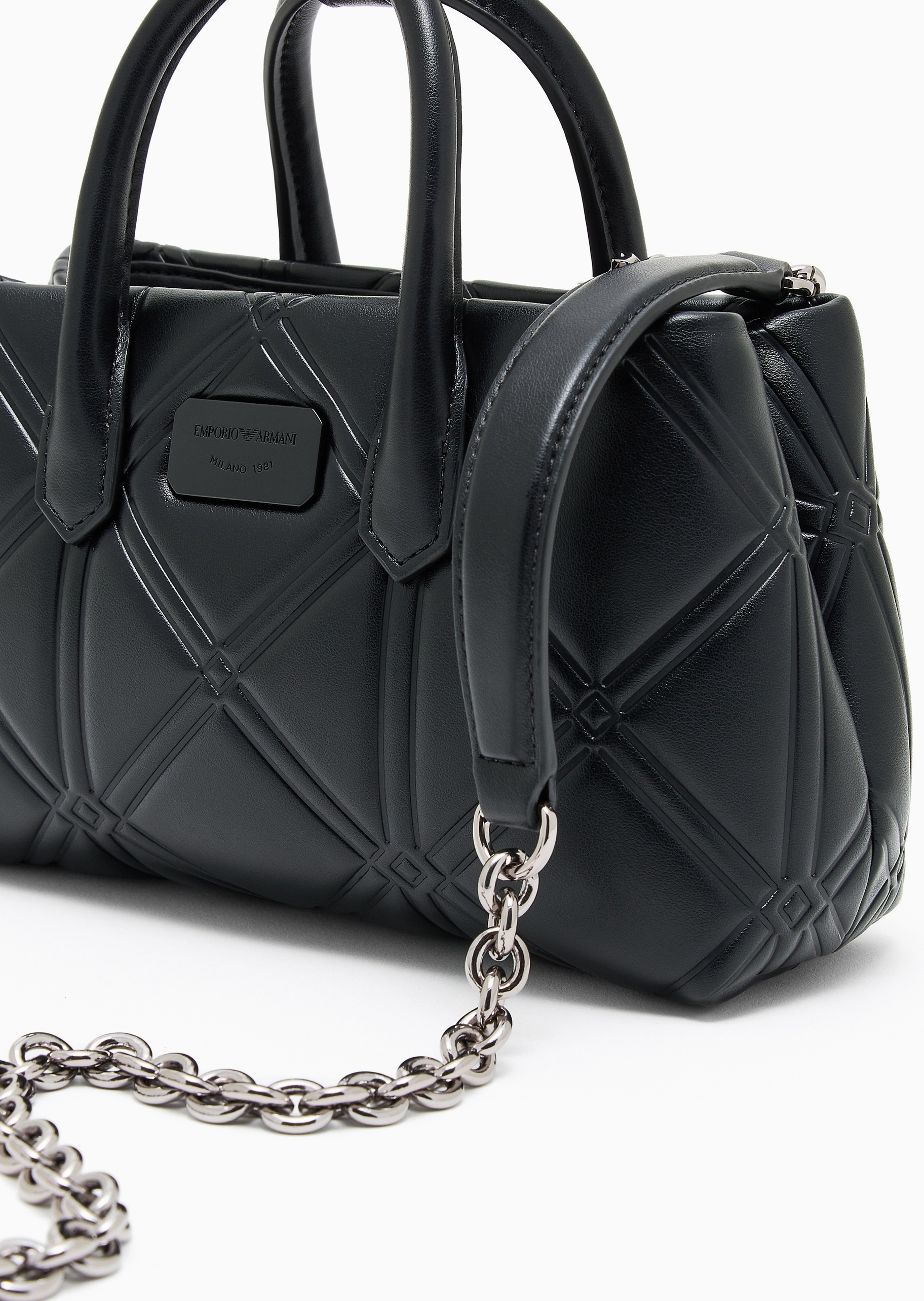 Emporio Armani 女士压花商务通勤小号手提托特包