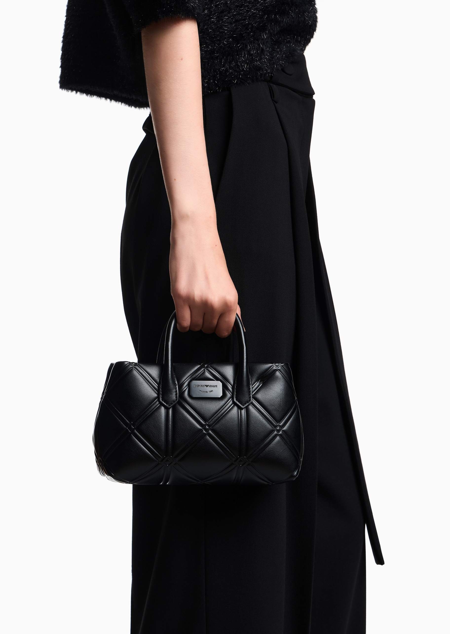 Emporio Armani 女士压花商务通勤小号手提托特包