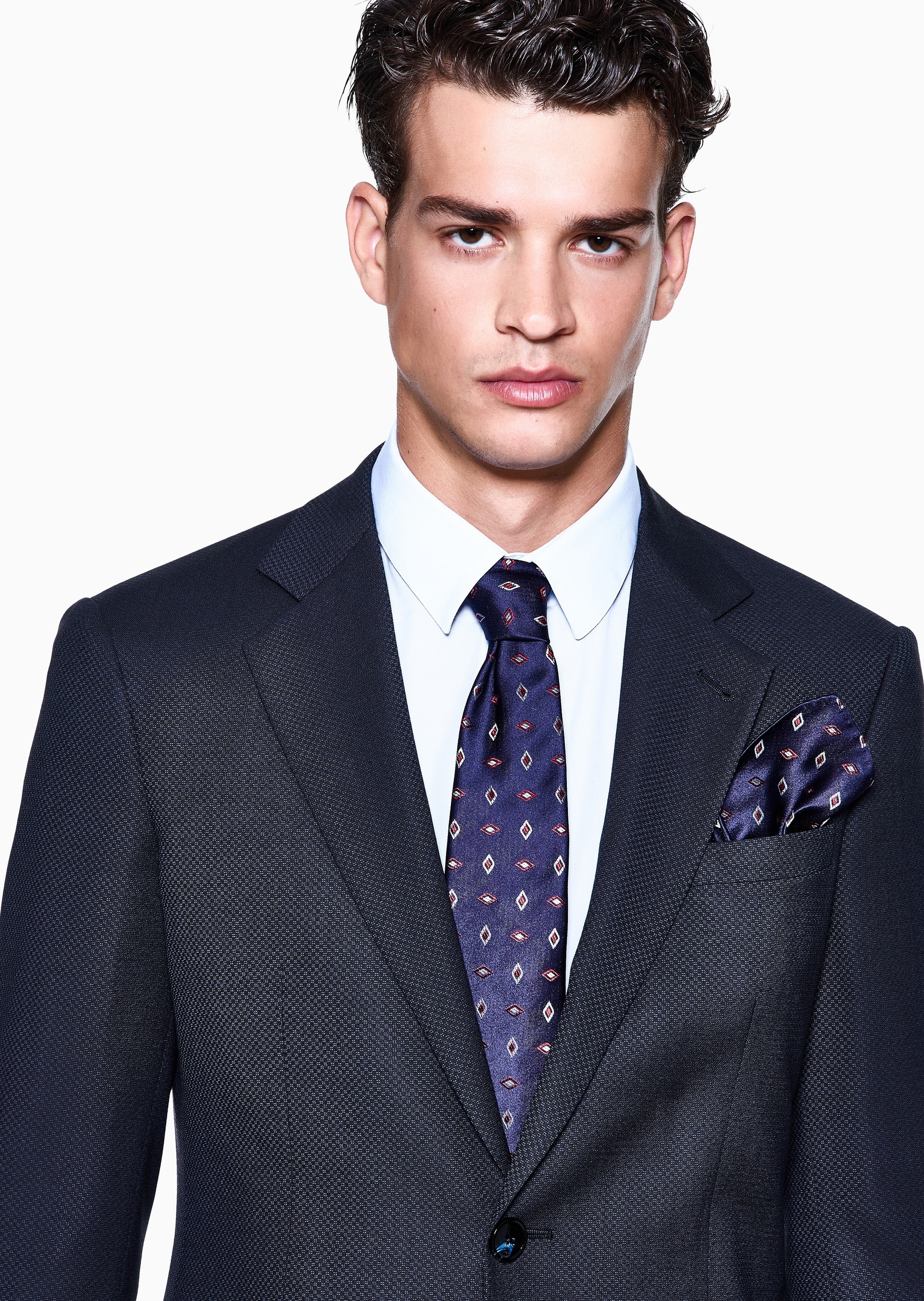 Giorgio Armani 男士桑蚕丝正方形通体提花口袋巾