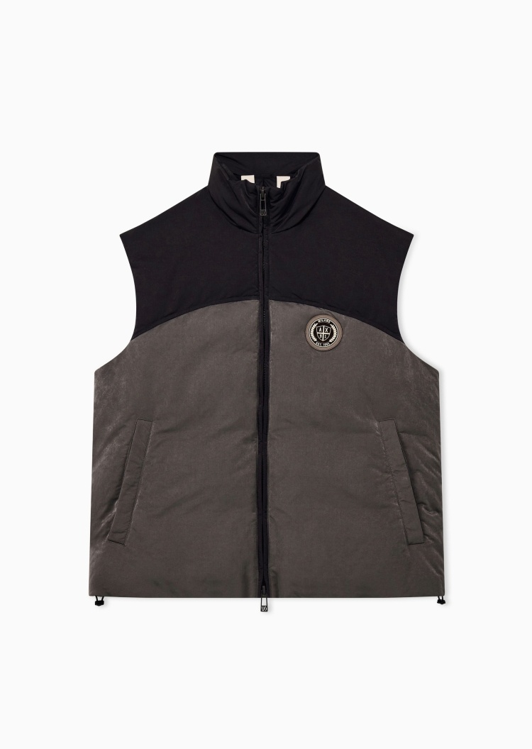 ARMANI EXCHANGE 男士轻薄短款立领绗缝直身棉服马甲外套